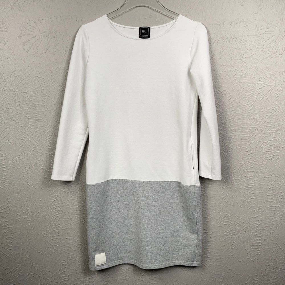 numinou White & Gray Long Sleeve Dress Size 38